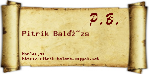 Pitrik Balázs névjegykártya