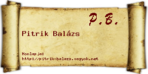 Pitrik Balázs névjegykártya